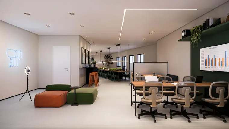 Coworking com espaço influencer